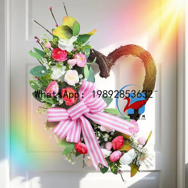 ZZ heart-shaped simulated hand-rolled wreath arrangement, Valentine's Day Mother's Day pink striped bow decorative door hanging
ZZ heart-shaped simulated hand-rolled wreath arrangement, Valentine's Day Mother's Day pink striped bow decorative door hanging