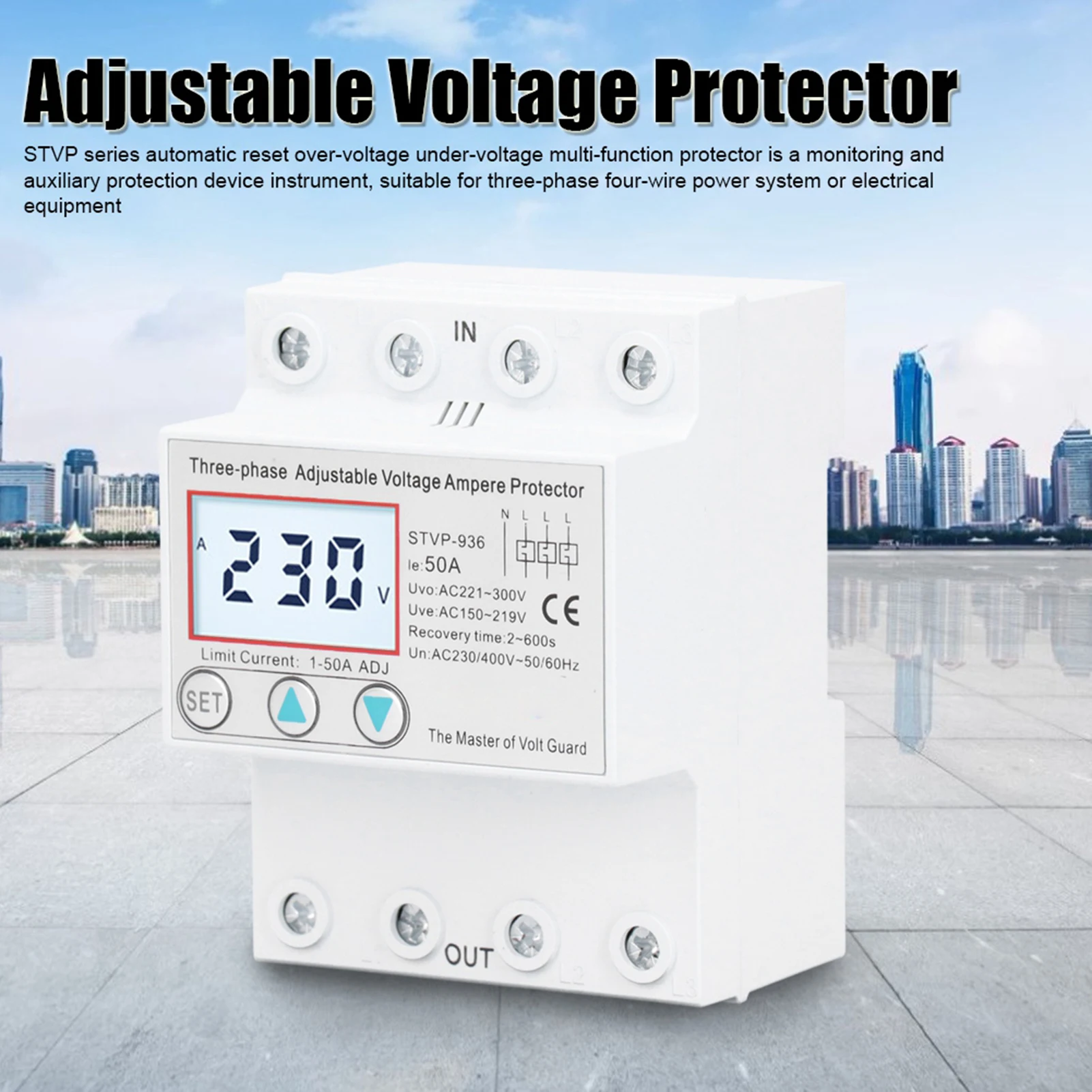 Self‑ Adjustable Voltage Protector 3Phase LCD Multifunctional SelfResetting STVP936 230v 400V AC Under Voltage Protector
Self‑ Adjustable Voltage Protector 3Phase LCD Multifunctional SelfResetting STVP936 230v 400V AC Under Voltage Protector