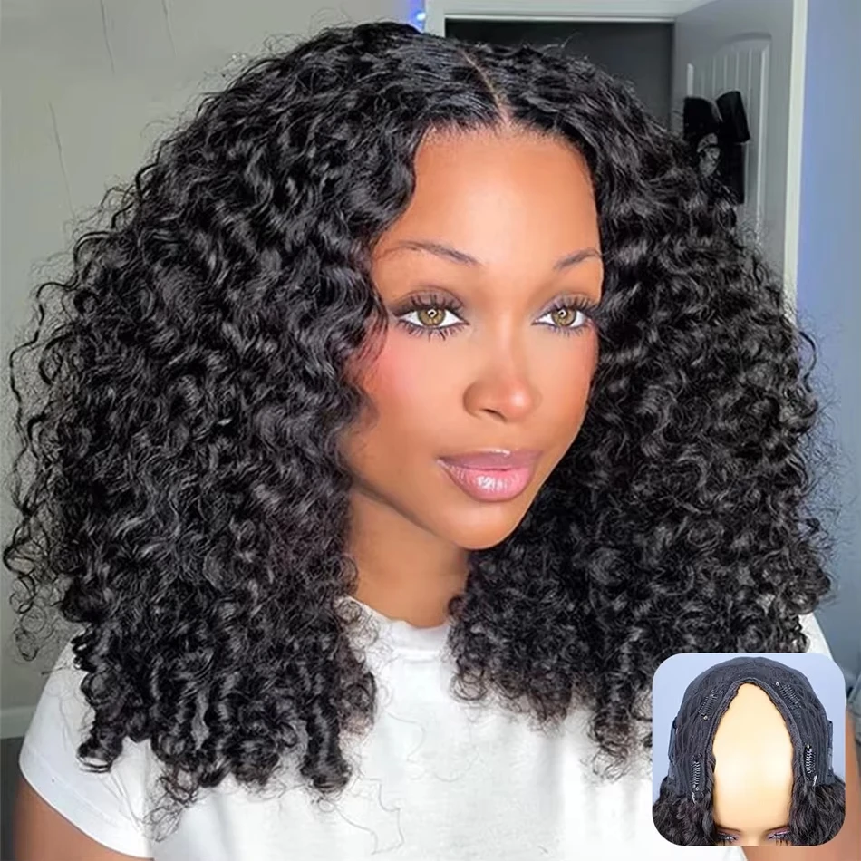 Burmese Curly V Part Wigs Human Hair Brazilian Deep Wave V Part Wig For Women Full Machine Made Wig 200 Density Cheap Wig
Burmese Curly V Part Wigs Human Hair Brazilian Deep Wave V Part Wig For Women Full Machine Made Wig 200 Density Cheap Wig