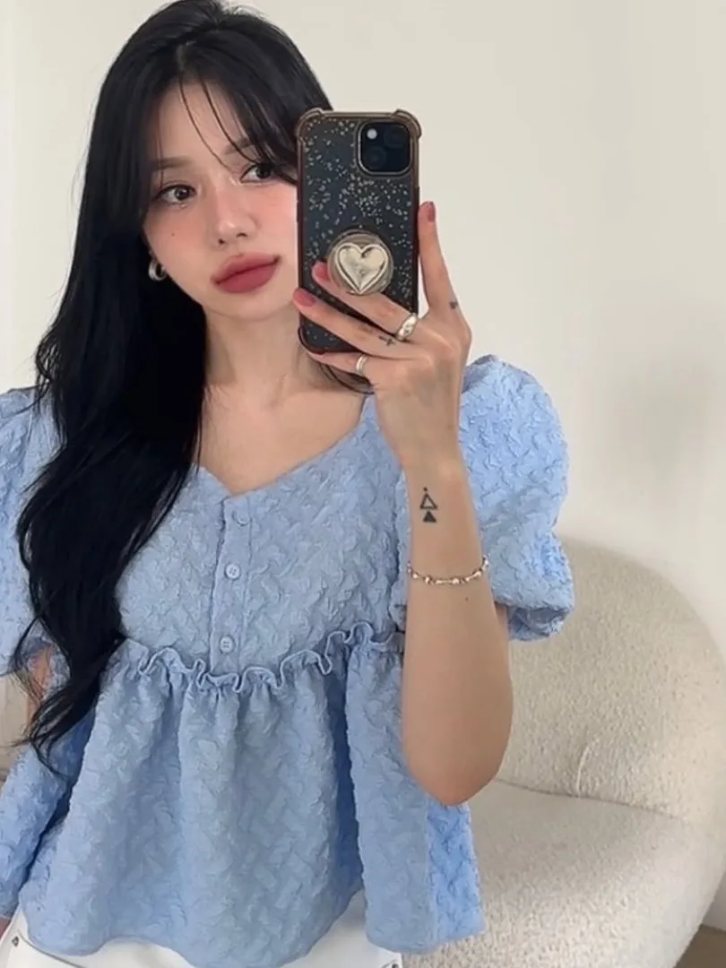 Summer New Women's irt Square Collar Bubble Sve Textured Floral Splicing Soft Anti-Aging Top Faionable Ele
Summer New Women's irt Square Collar Bubble Sve Textured Floral Splicing Soft Anti-Aging Top Faionable Ele