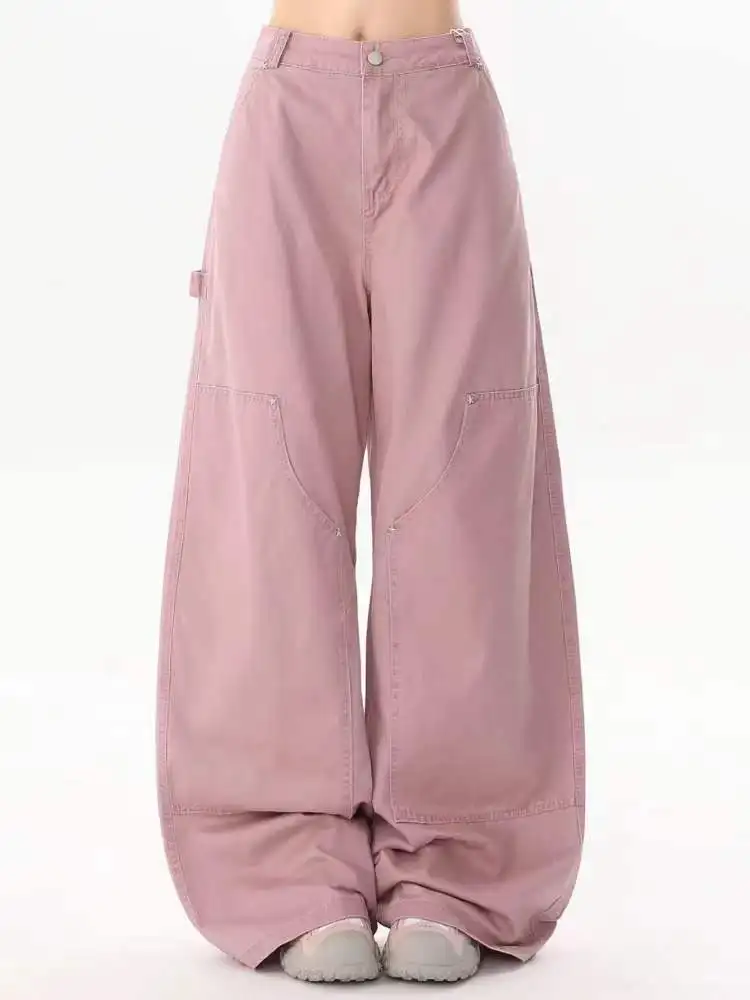 Loose Wide Leg Washed Cotton Pink Pants Trousers for Women Ladies Oversized Bright Line Streetwear Women's Cargo Jeans Winter
Loose Wide Leg Washed Cotton Pink Pants Trousers for Women Ladies Oversized Bright Line Streetwear Women's Cargo Jeans Winter