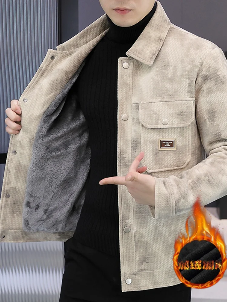 Winter Thiened Fce Lined Workwear Jaet Men's Trendy Korean Slim Fit Collar Casual ort Woolen Coat Outerwear
Winter Thiened Fce Lined Workwear Jaet Men's Trendy Korean Slim Fit Collar Casual ort Woolen Coat Outerwear