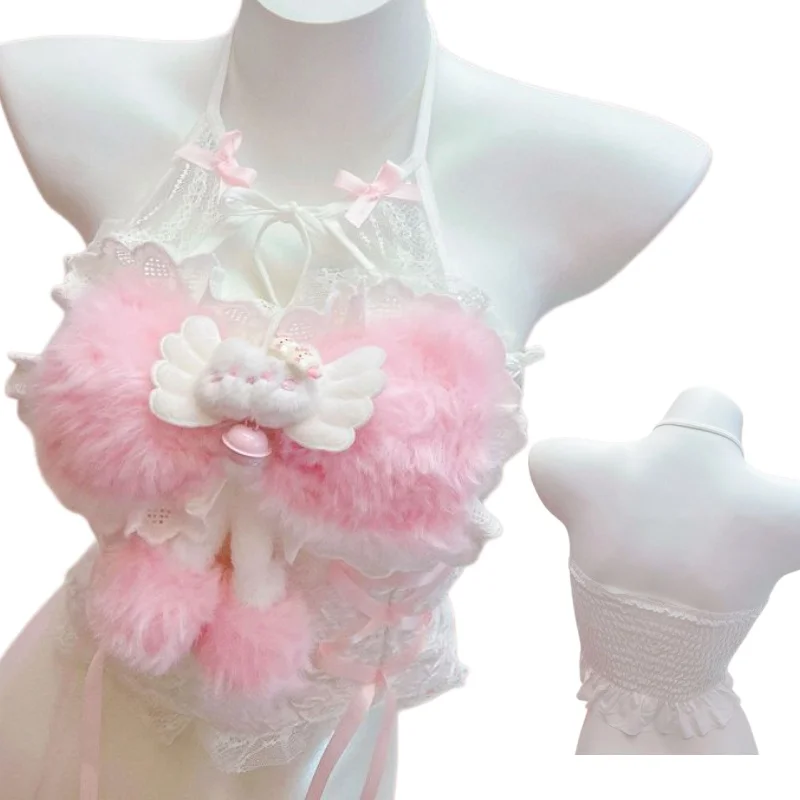 Sweet Crop Top Women Lace Cute HelloKitty Crop Lace Trim Sweet Off Shoulder Versatile One Piece Sling Lolita Style Party Clothes
Sweet Crop Top Women Lace Cute HelloKitty Crop Lace Trim Sweet Off Shoulder Versatile One Piece Sling Lolita Style Party Clothes
