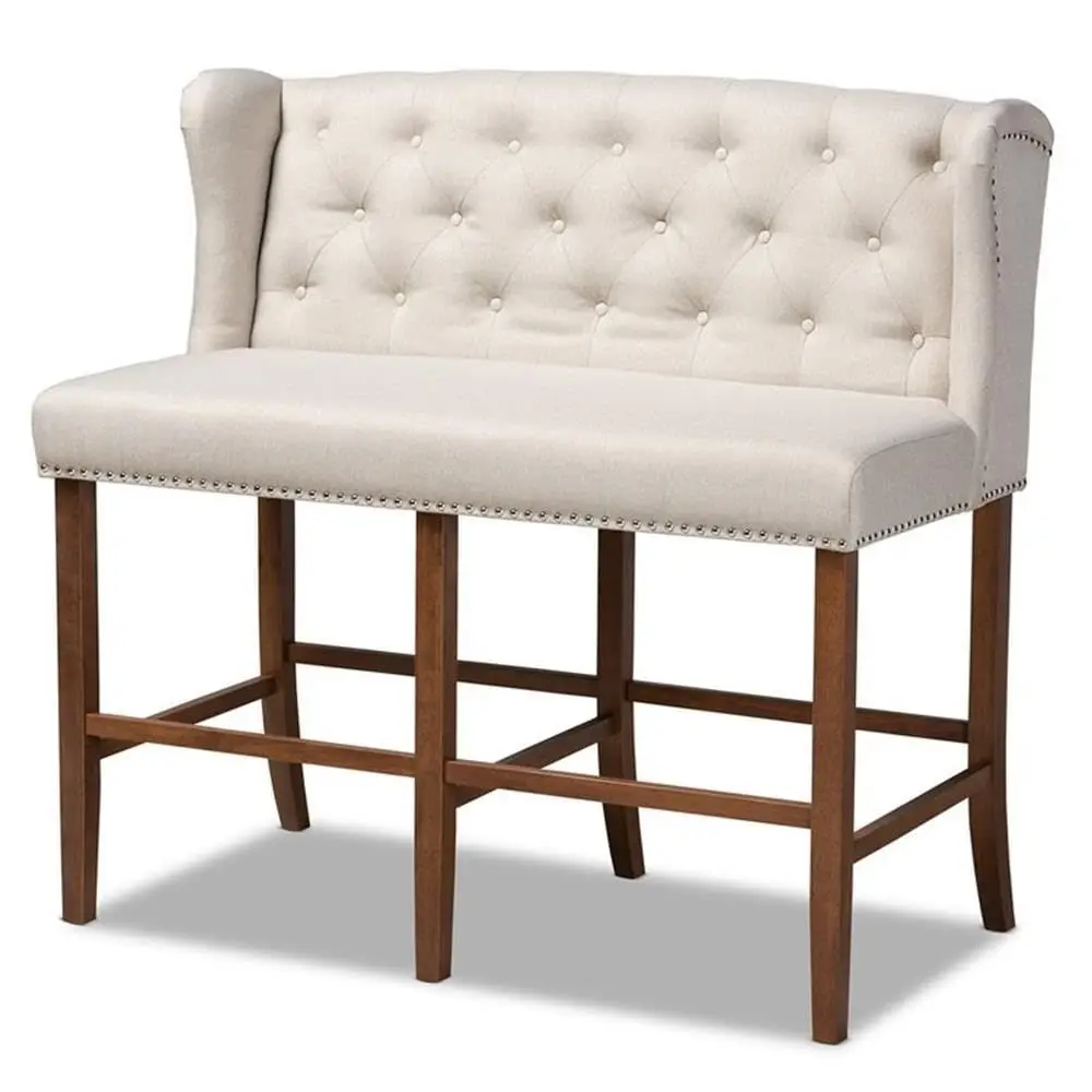 Studio Alira Beige Upholstered Walnut Finished Bar Stool Bench
Studio Alira Beige Upholstered Walnut Finished Bar Stool Bench