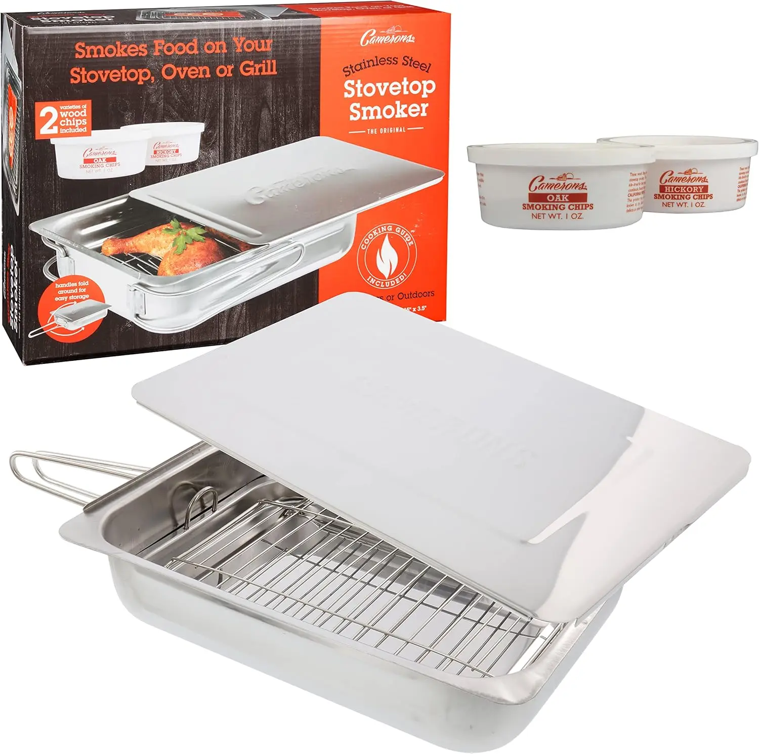 Large Stovetop Smoker - Stainless Steel BBQ Smoker Box with Wood Chips & Recipe Guide - Indoor Outdoor Use for Smoking Meats, Veggies & Seafood - Grilling Gift
Large Stovetop Smoker - Stainless Steel BBQ Smoker Box with Wood Chips & Recipe Guide - Indoor Outdoor Use for Smoking Meats, Veggies & Seafood - Grilling Gift