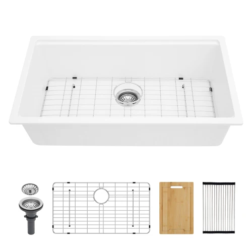ATV Undermount Kitchen Sink Set Single Bowl 33x19 Inch, White Composite Quartz Granite Sink Modern Wholesale
ATV Undermount Kitchen Sink Set Single Bowl 33x19 Inch, White Composite Quartz Granite Sink Modern Wholesale