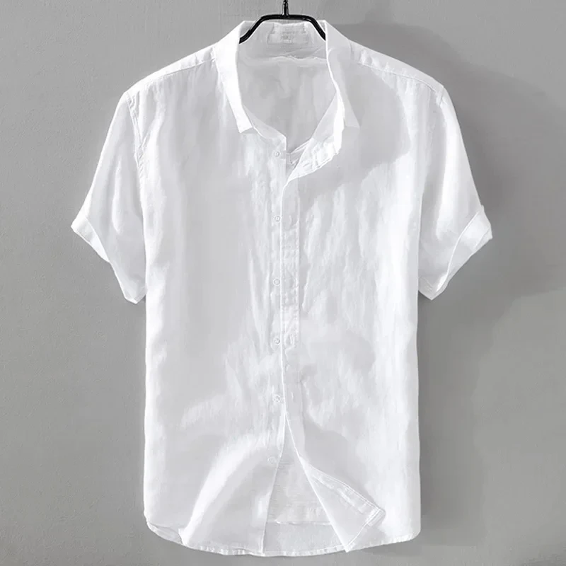 Pure Linen Short Sleeve Shirt For Men Casual Summer Half Sleeve Cotton Linen Fabric White Color Men's Wear Top
Pure Linen Short Sleeve Shirt For Men Casual Summer Half Sleeve Cotton Linen Fabric White Color Men's Wear Top