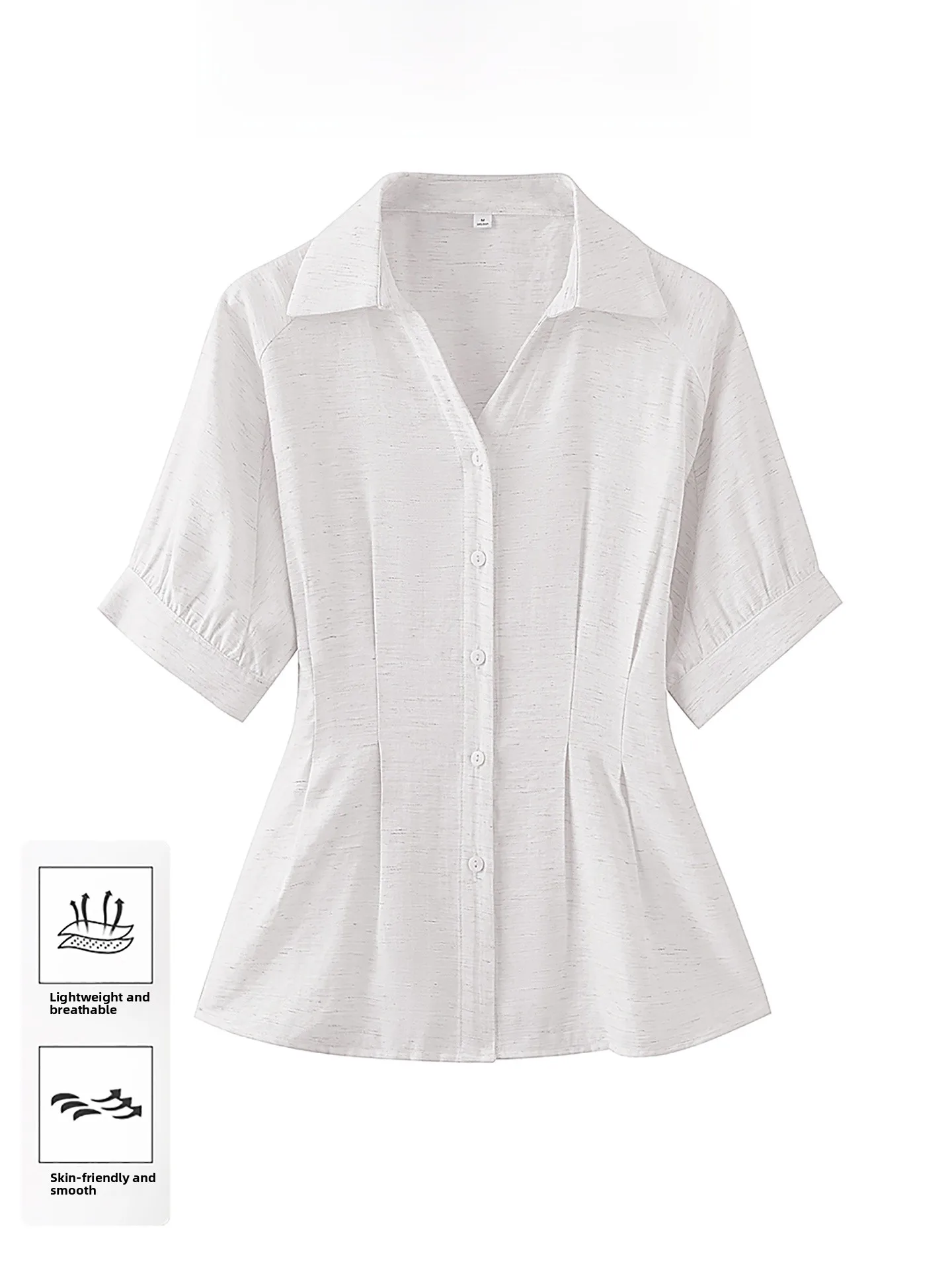 Women's Slimming V-Neck Short Sleeve Shirt Fashionable Versatile Belted Summer Shirt Elegant Style Polyester Blend Casual Wear
Women's Slimming V-Neck Short Sleeve Shirt Fashionable Versatile Belted Summer Shirt Elegant Style Polyester Blend Casual Wear