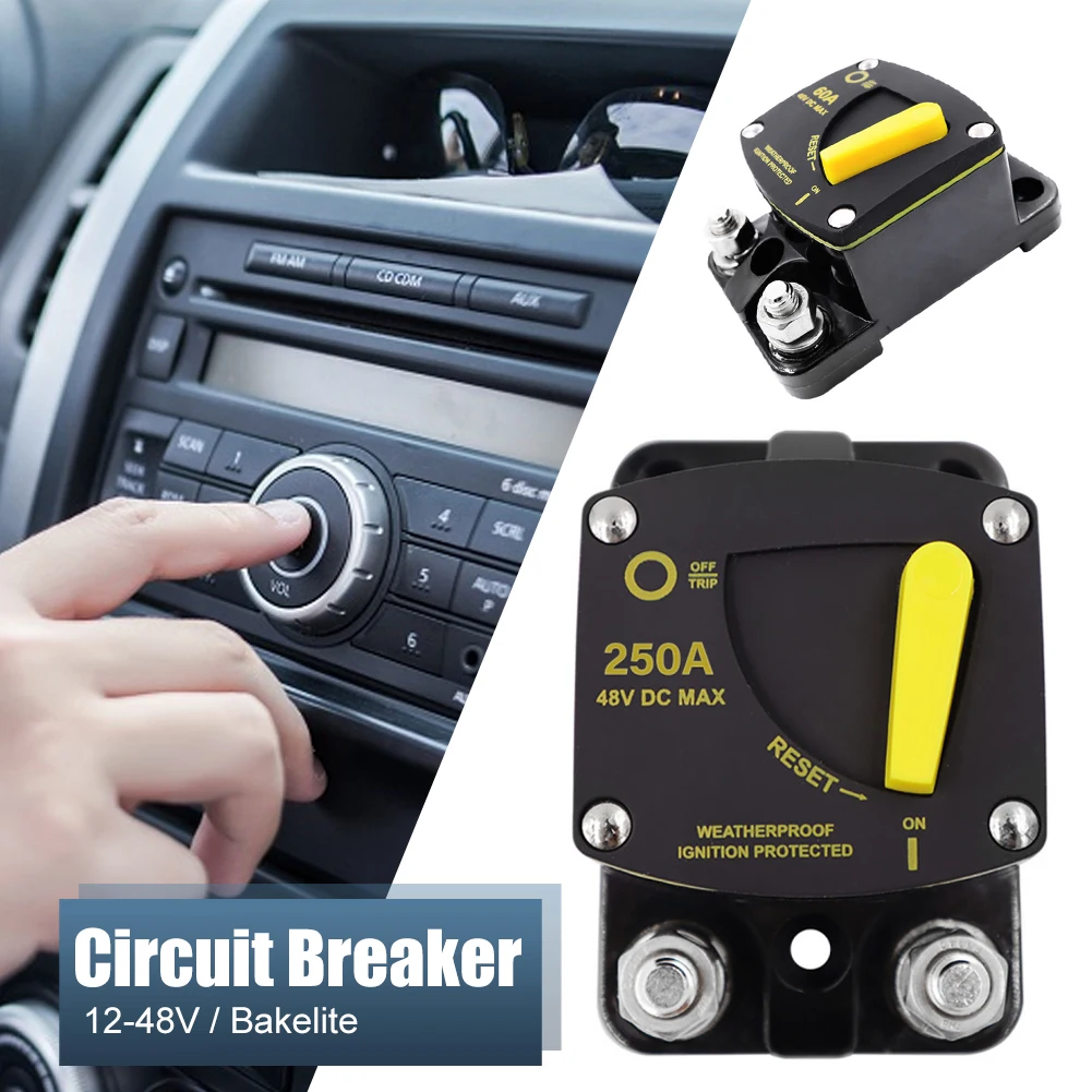 NEW 50A 60A 80A 100A 150A 200A 250A 300A AMP Circuit Breaker Fuse Reset 12-48V DC Car Audio Amplifier Breaker Waterproof
NEW 50A 60A 80A 100A 150A 200A 250A 300A AMP Circuit Breaker Fuse Reset 12-48V DC Car Audio Amplifier Breaker Waterproof