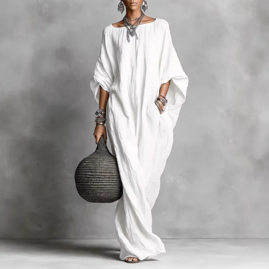 【New Arrival】White Linen Kaftan Maxi Dress Women Batwing Sleeve Loose Fit Casual Beach Cover Up
【New Arrival】White Linen Kaftan Maxi Dress Women Batwing Sleeve Loose Fit Casual Beach Cover Up