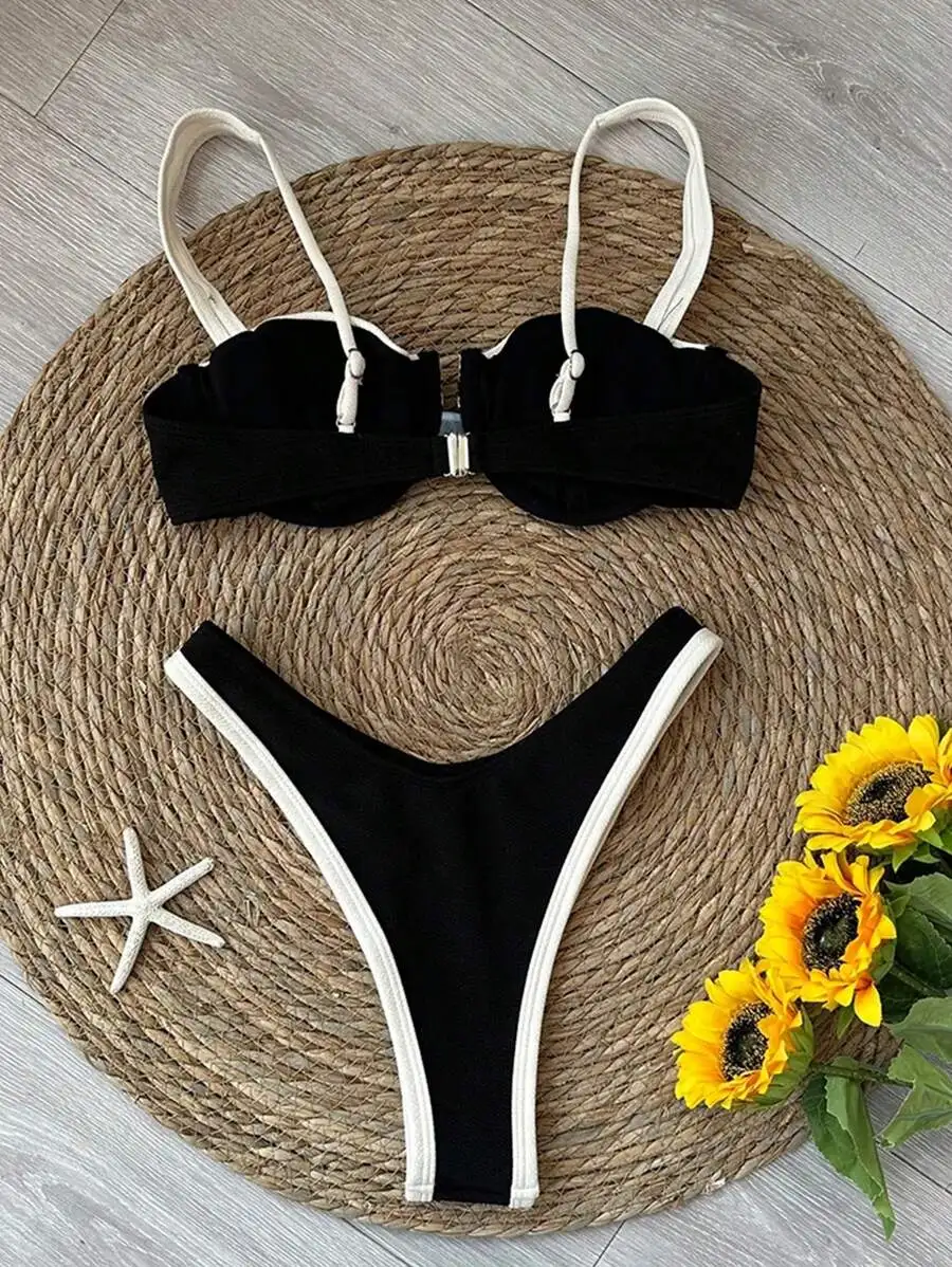 Black White Color Block Women Bikini Swimwear Summer Beach Vacation Outfit
Black White Color Block Women Bikini Swimwear Summer Beach Vacation Outfit