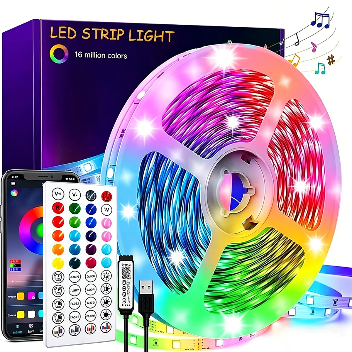 USB Music Synchronization LED Light Strip, Bedroom Smart Light Bar, Atmosphere Light Strip, Supports App Control, Adjustable Col
USB Music Synchronization LED Light Strip, Bedroom Smart Light Bar, Atmosphere Light Strip, Supports App Control, Adjustable Col