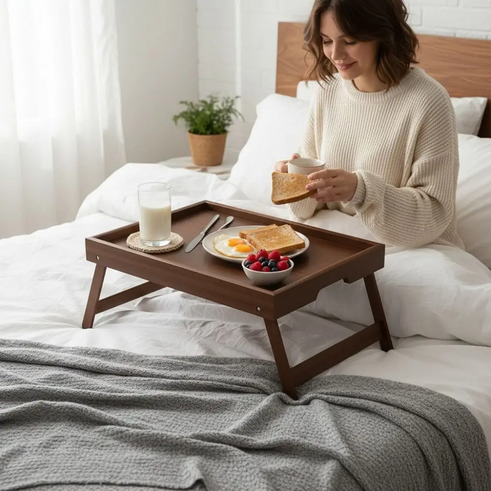 Natural Bamboo Folding Leg Breakfast Trays Rectangular Large Capacity Bed Brunch Serving Tray Concealed Handle Tea Tray Bedroom
Natural Bamboo Folding Leg Breakfast Trays Rectangular Large Capacity Bed Brunch Serving Tray Concealed Handle Tea Tray Bedroom