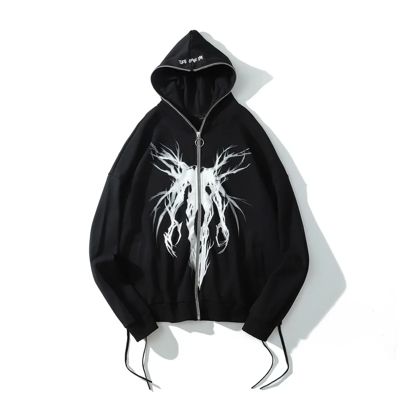Streetwear Hip Hop Trend Print Hoodie Men Women Casual Black Cardigan High Street Casual Hip Hop Metal Zip Jacket Tops
Streetwear Hip Hop Trend Print Hoodie Men Women Casual Black Cardigan High Street Casual Hip Hop Metal Zip Jacket Tops
