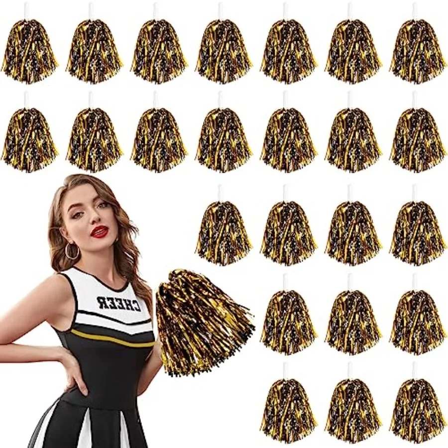 24 Pcs Metallic Cheerleading Pom Poms for,Cheerleaders Cheer Pom Poms with Baton Handle, Cheering Squad Hand Flower for Adults
24 Pcs Metallic Cheerleading Pom Poms for,Cheerleaders Cheer Pom Poms with Baton Handle, Cheering Squad Hand Flower for Adults