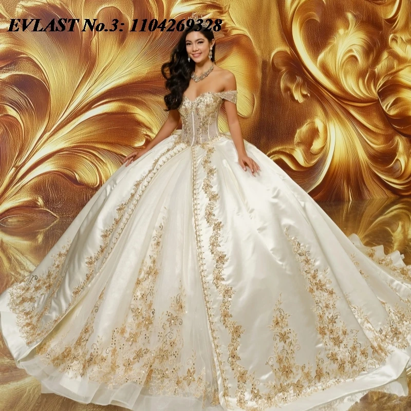 EVLAST Customized Shiny Champagne Quinceanera Dress Ball Gown Gold Lace Applique Beading Bow Sweet 16 Vestidos De 15 Anos E3Q826
EVLAST Customized Shiny Champagne Quinceanera Dress Ball Gown Gold Lace Applique Beading Bow Sweet 16 Vestidos De 15 Anos E3Q826