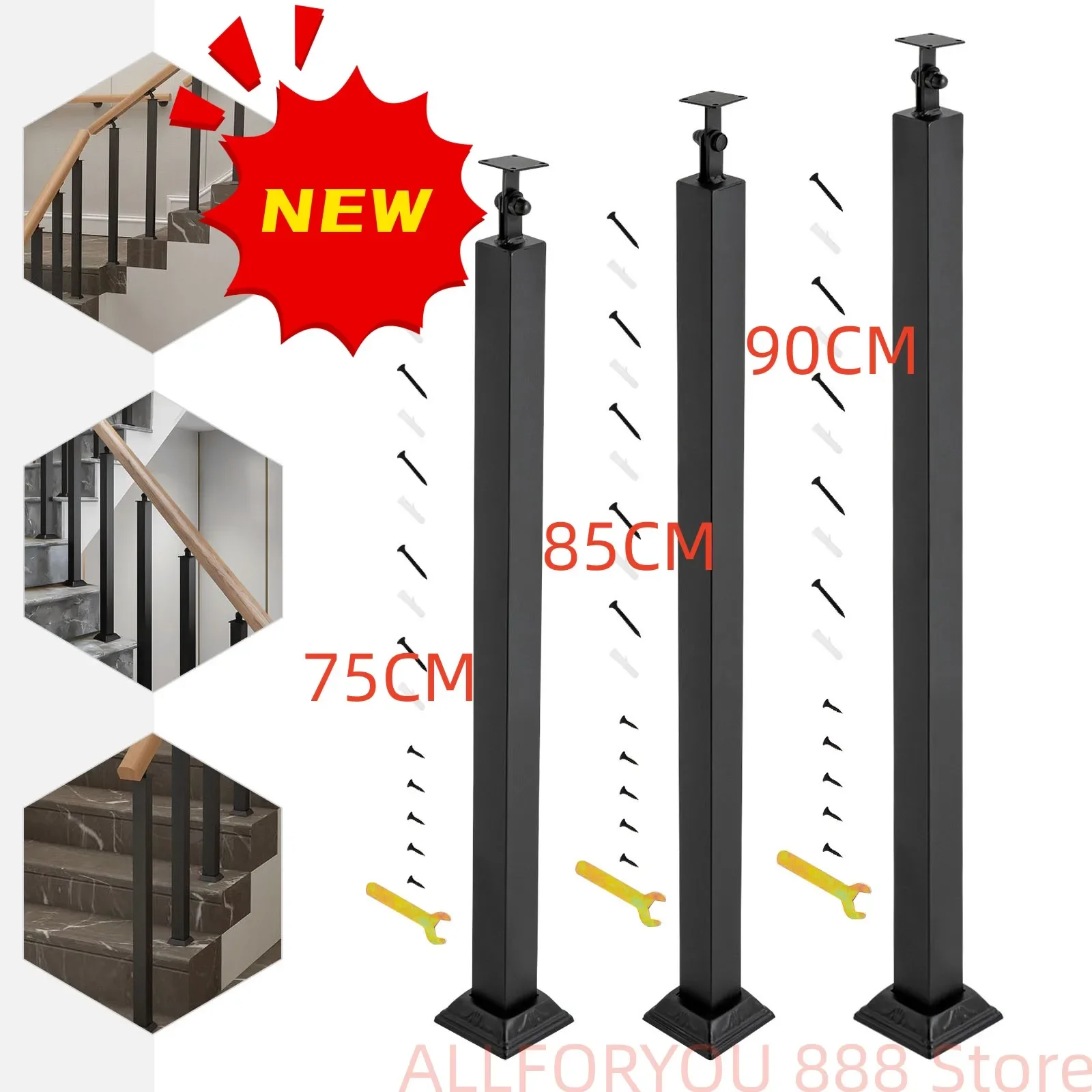 Stair Balusters Post Stepladder Railing Spindles With Flat & Adjustable 270° Angle Bracket 75cm/85cm/90cm
Stair Balusters Post Stepladder Railing Spindles With Flat & Adjustable 270° Angle Bracket 75cm/85cm/90cm