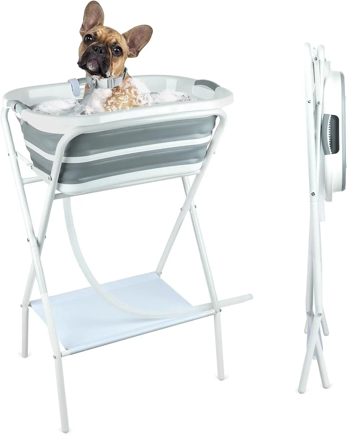 2 in 1 Portable Dog Bath Tub Elevated Collapsible Dog Bathtub Washing Station with Drainage Hole for Bathing, Shower and Grooming, Pet Tub for Puppy Small Medium Dogs Indoor and Outdoor
2 in 1 Portable Dog Bath Tub Elevated Collapsible Dog Bathtub Washing Station with Drainage Hole for Bathing, Shower and Grooming, Pet Tub for Puppy Small Medium Dogs Indoor and Outdoor