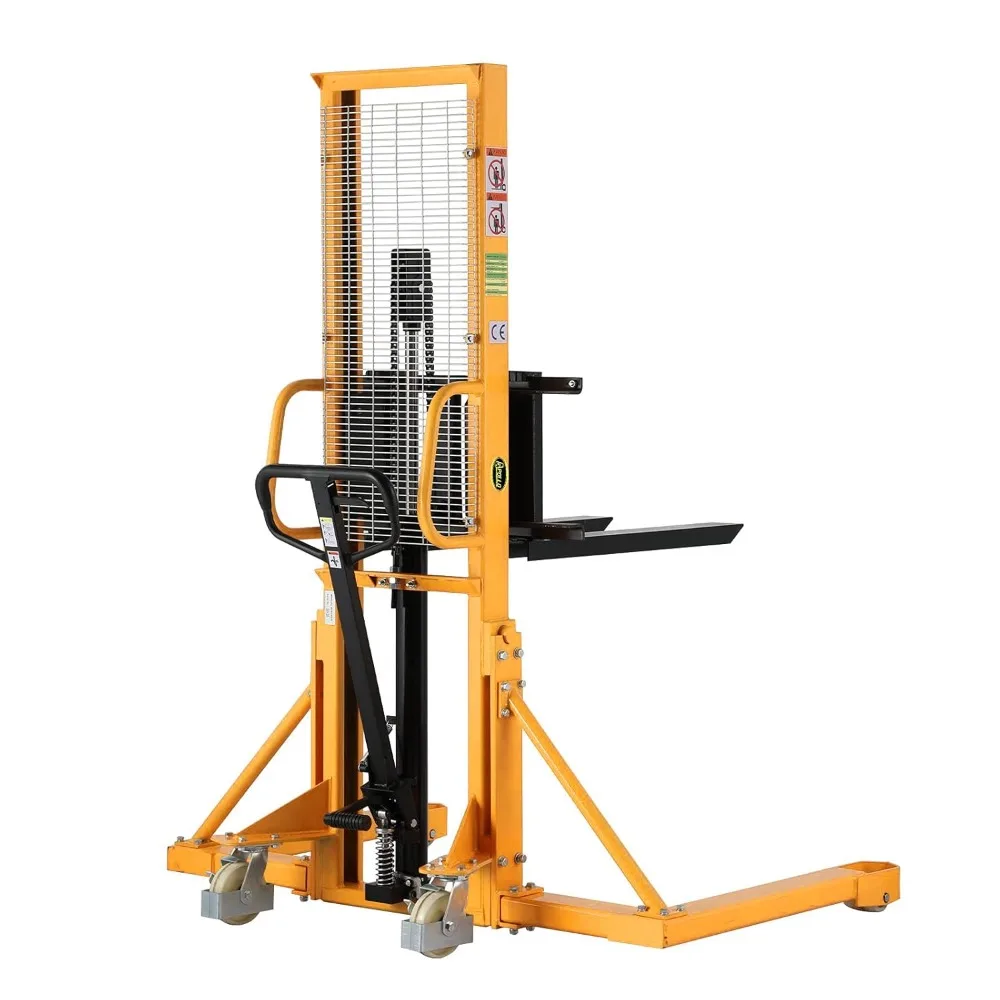 Manual Pallet Stacker with Straddle Legs 1100lbs Capacity 63" Lift Height Adjustable Forks
Manual Pallet Stacker with Straddle Legs 1100lbs Capacity 63" Lift Height Adjustable Forks