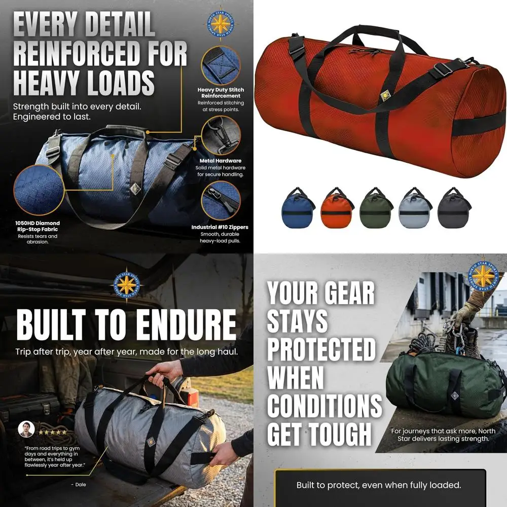 Extra-Durable XL Ripstop Duffle Bag, Weatherproof & Packable, 131L Capacity (16 x 40, Orange)
Extra-Durable XL Ripstop Duffle Bag, Weatherproof & Packable, 131L Capacity (16 x 40, Orange)