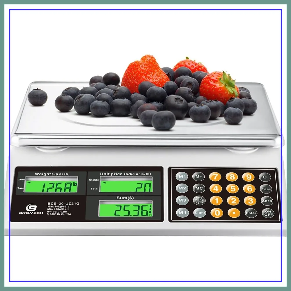 66lb Digital Commercial Food Scale with Green Backlight LCD, Battery Powered for Farmers Market
66lb Digital Commercial Food Scale with Green Backlight LCD, Battery Powered for Farmers Market