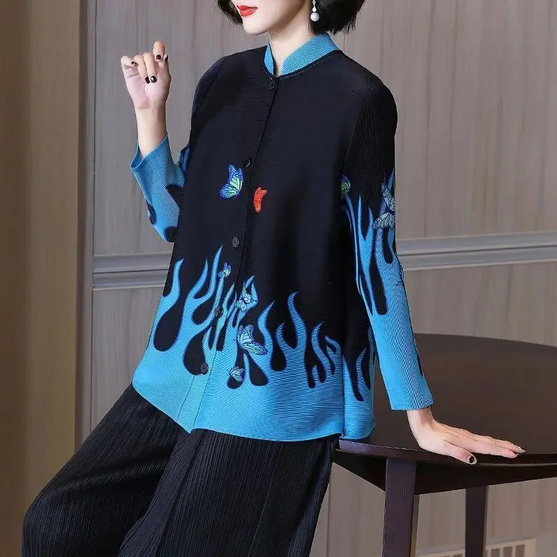 Women's Jackets New Fashion Retro Butterfly Printed Pleated Shirt Women'sFashion Temperament Loose Single-breasted Printed Coat
Women's Jackets New Fashion Retro Butterfly Printed Pleated Shirt Women'sFashion Temperament Loose Single-breasted Printed Coat