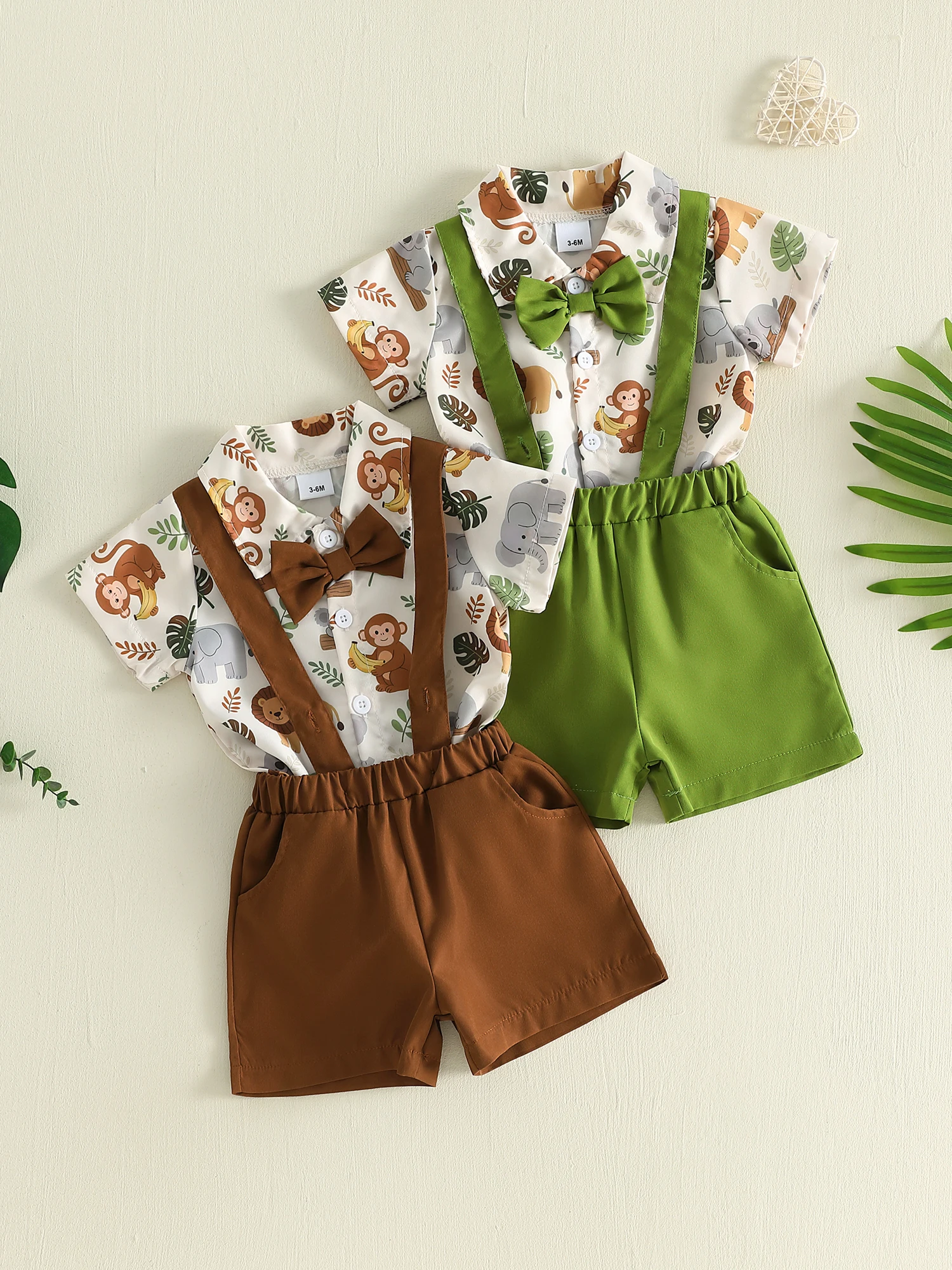 Toddler Boys Dinosaur Print Shirt and Shorts Set Cute Bow Tie Romper with Suspender Shorts Summer Outfit
Toddler Boys Dinosaur Print Shirt and Shorts Set Cute Bow Tie Romper with Suspender Shorts Summer Outfit