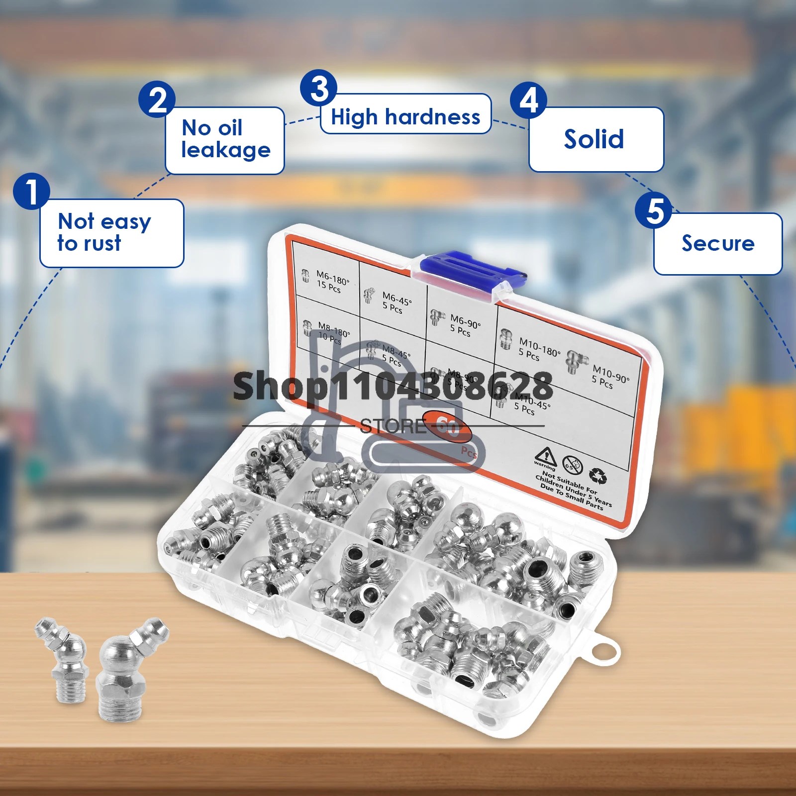 60/120Pcs Straight 45°/90°Angle Metric Grease Fitting Assortment Galvanized Metal Grease Nipple with Storage Box High Quality
60/120Pcs Straight 45°/90°Angle Metric Grease Fitting Assortment Galvanized Metal Grease Nipple with Storage Box High Quality