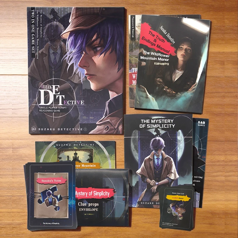 Suzaku Detective Unsolved Case Mystery Game, 2 Cases, Evidence Cards & Case Files, Logic Puzzle, Solo/Group
Suzaku Detective Unsolved Case Mystery Game, 2 Cases, Evidence Cards & Case Files, Logic Puzzle, Solo/Group