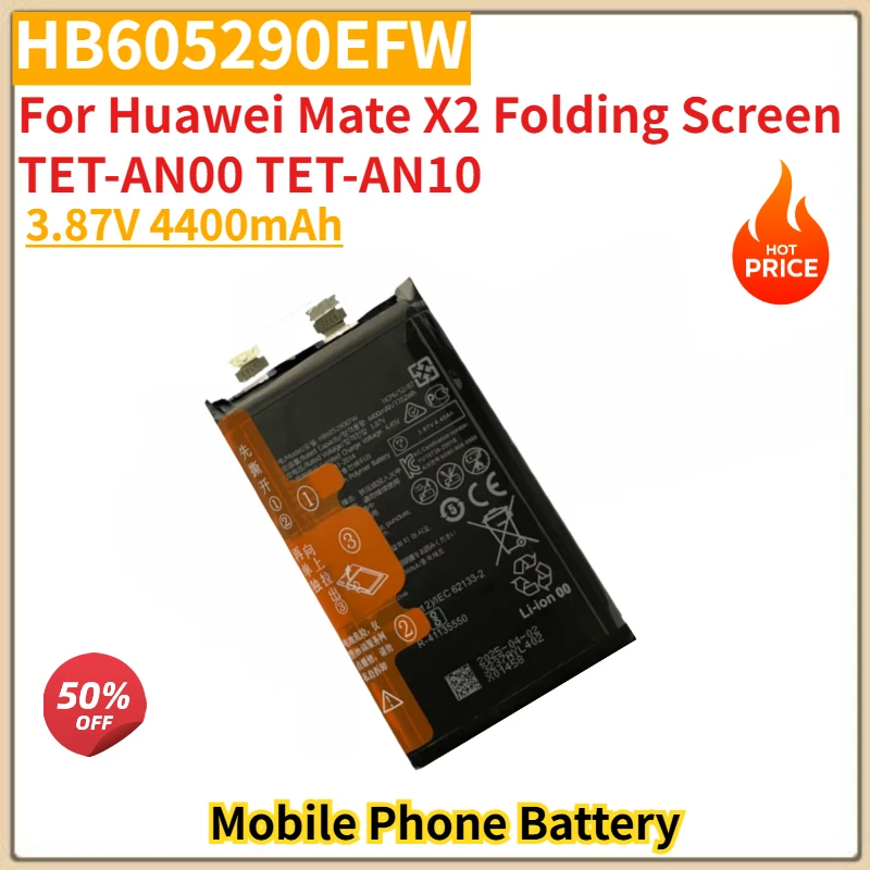 HB605290EFW High Quality Phone Battery 3.87V 4400mAh For Huawei Mate X2 Folding Screen TET-AN00/AN10 Brand New
HB605290EFW High Quality Phone Battery 3.87V 4400mAh For Huawei Mate X2 Folding Screen TET-AN00/AN10 Brand New