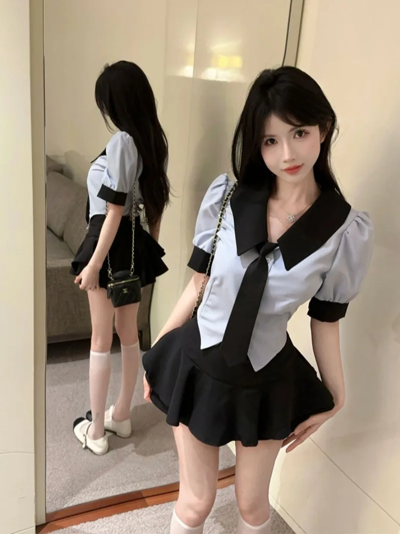 Color Block Shirt And High Waist Skirt Set Women's Summer Fashion College Style Outfit Short Sleeve Top Breathable
Color Block Shirt And High Waist Skirt Set Women's Summer Fashion College Style Outfit Short Sleeve Top Breathable