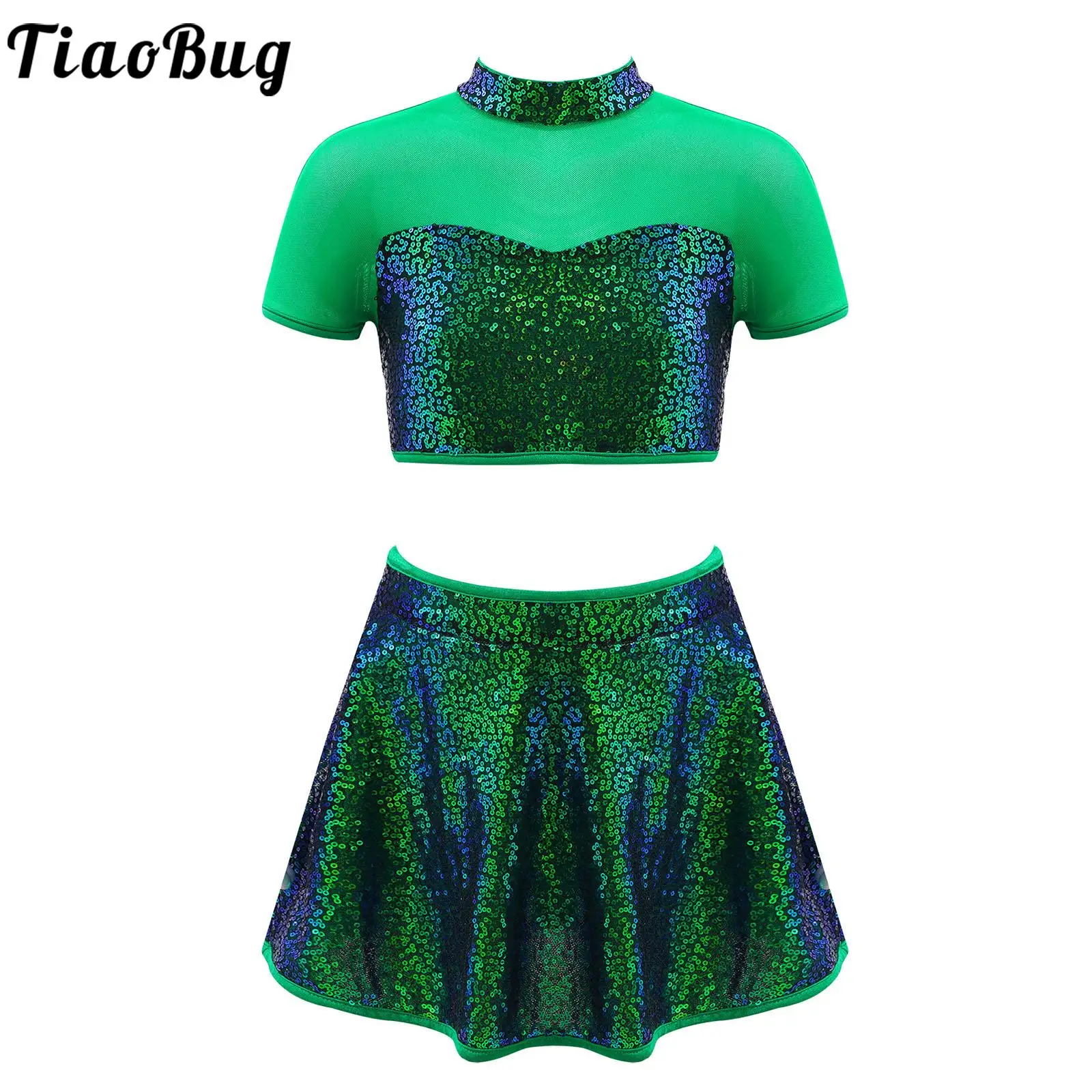 Sequins Ballet Dance Dress Kids Girls Short Crop Top&Skirted Shorts Set Jazz Skating Shiny Costume Stage Dance Clothing Green
Sequins Ballet Dance Dress Kids Girls Short Crop Top&Skirted Shorts Set Jazz Skating Shiny Costume Stage Dance Clothing Green