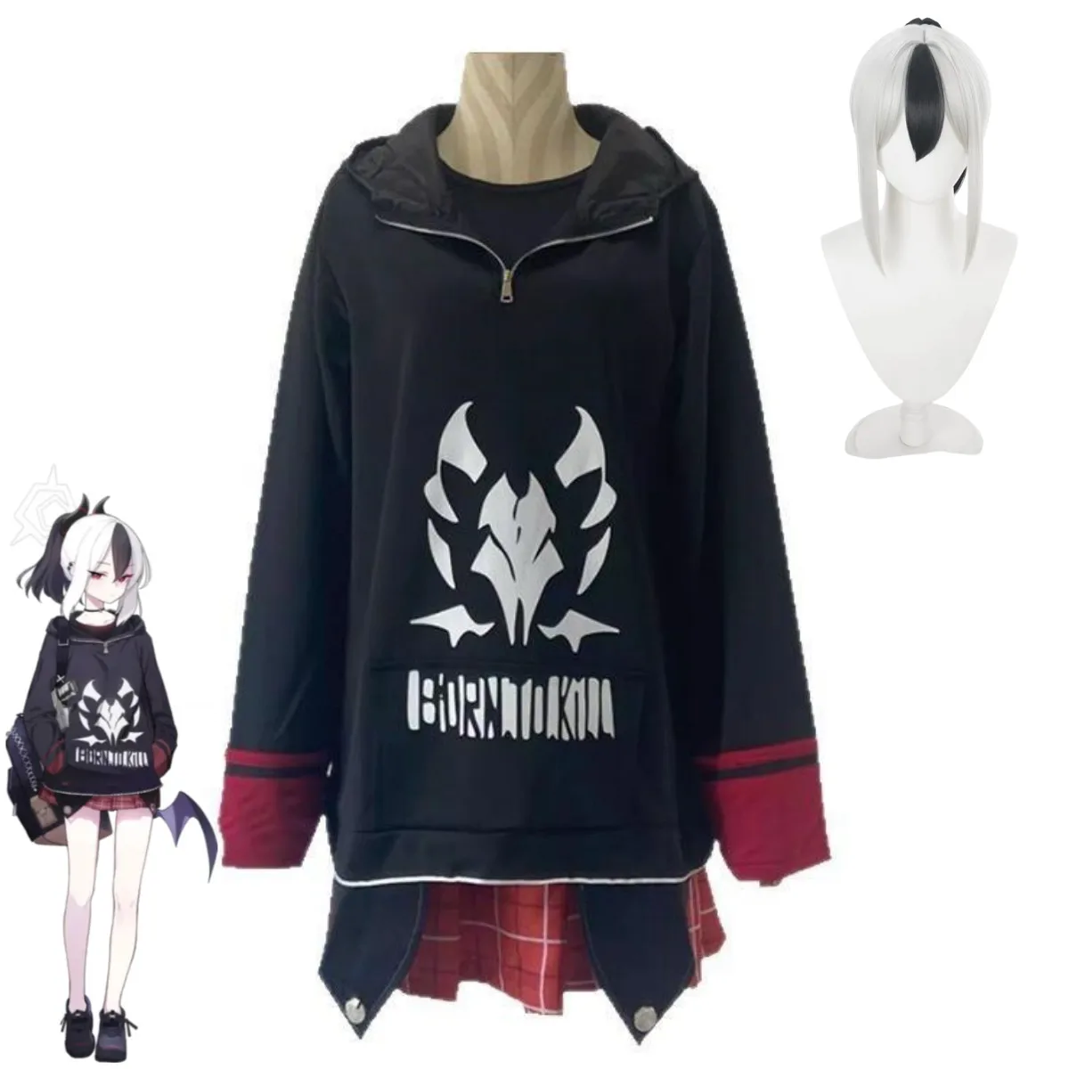 Anime Blue Archive The Animation Onikata Kayoko Cosplay Costume Black Hooded Hoodies Grid Skirt Wig Woman Sexy Daily Leisure Set
Anime Blue Archive The Animation Onikata Kayoko Cosplay Costume Black Hooded Hoodies Grid Skirt Wig Woman Sexy Daily Leisure Set