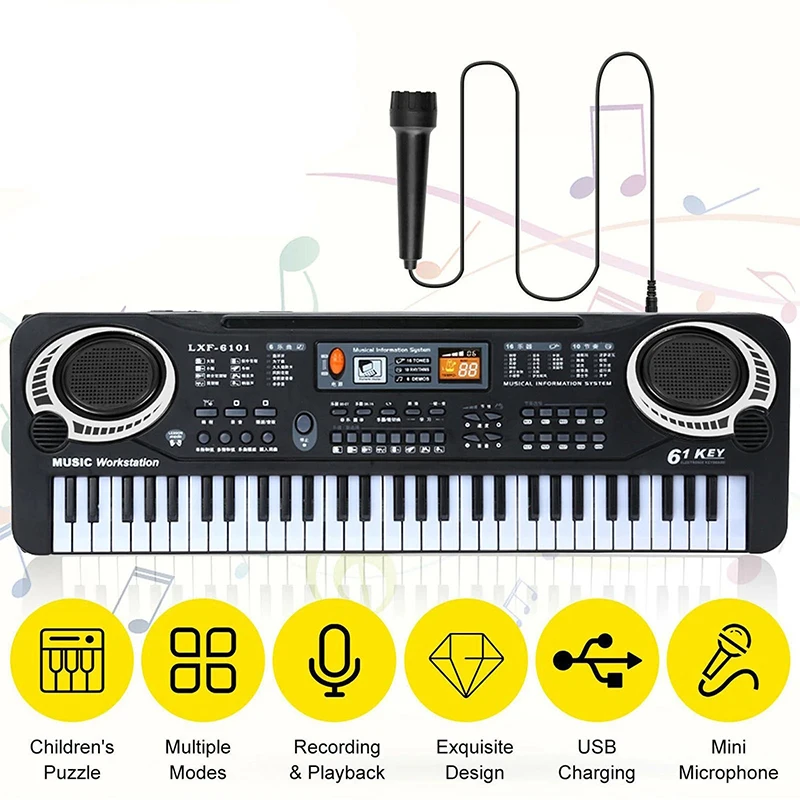 New 61 Keys Kids Electronic Keyboard Piano With Microphone Musical Instrument USB Digital Electric Organ Gifts Toys for children
New 61 Keys Kids Electronic Keyboard Piano With Microphone Musical Instrument USB Digital Electric Organ Gifts Toys for children