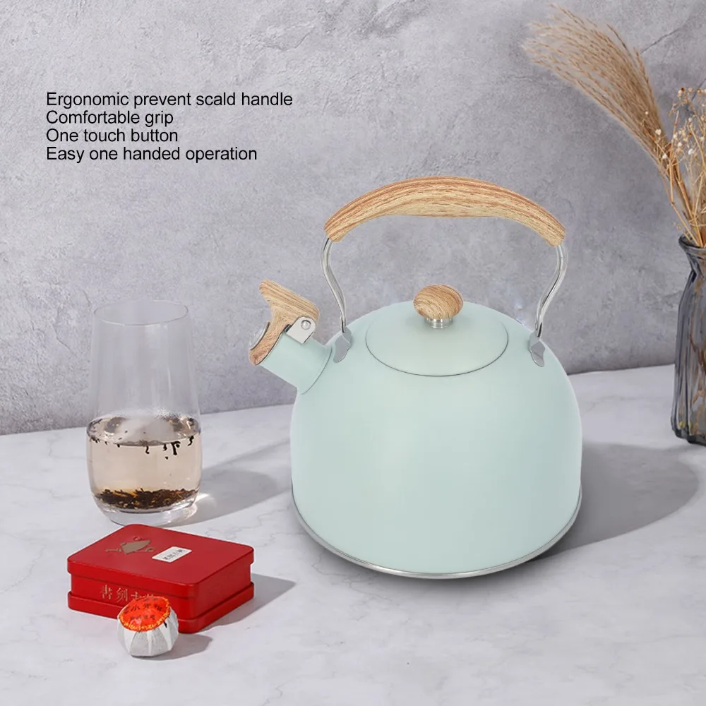 Stainless Steel Whistling Tea Kettle Large Capacity Green Color Stainless Steel Kettle Wood Pattern Handle Cool Grip
Stainless Steel Whistling Tea Kettle Large Capacity Green Color Stainless Steel Kettle Wood Pattern Handle Cool Grip