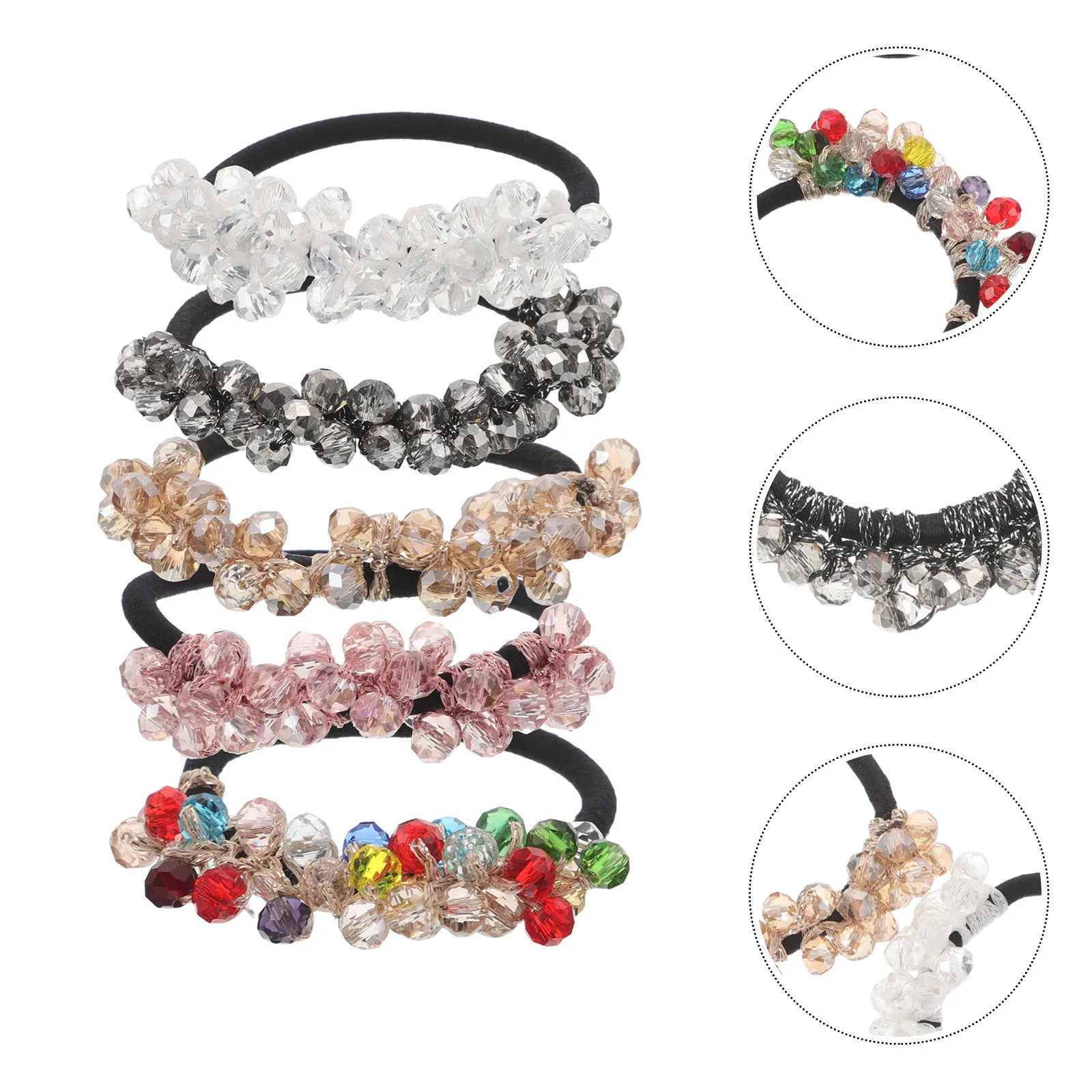 5Pcs Crystal Elastic Hair Bands for Women Ponytail Holder Cuffs Hair Tie Bracelets Handmade Braiding Accessories Sparkly
5Pcs Crystal Elastic Hair Bands for Women Ponytail Holder Cuffs Hair Tie Bracelets Handmade Braiding Accessories Sparkly