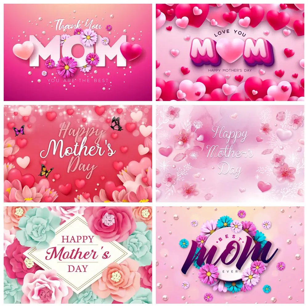 Happy Mother’s Day Backdrop For Photography Pink Flower Love Heart Balloons Butterfly Mother's Day Party Photo Background Banner
Happy Mother’s Day Backdrop For Photography Pink Flower Love Heart Balloons Butterfly Mother's Day Party Photo Background Banner