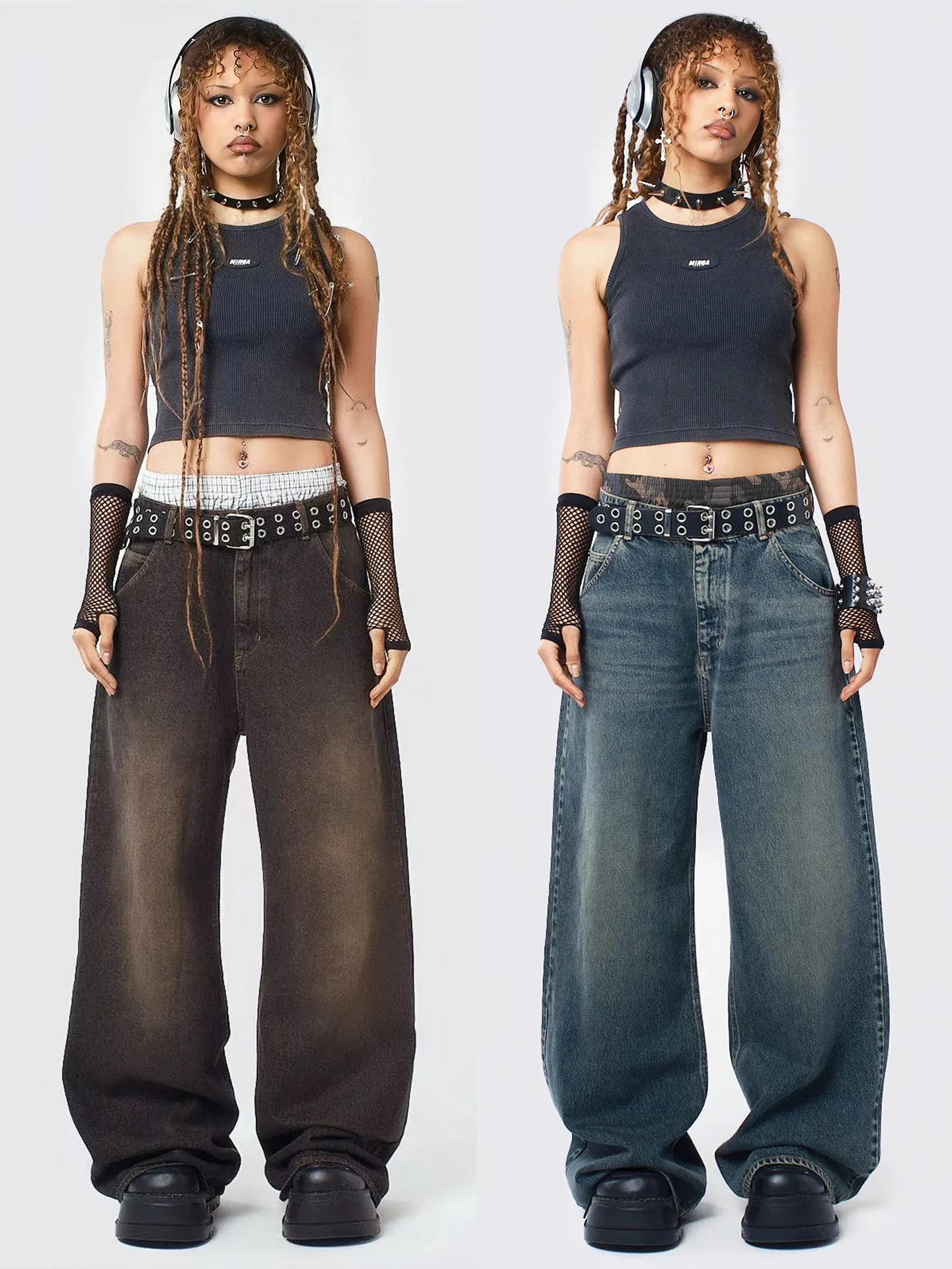 Low Waist Wide Leg Loose Fit Casual Jeans Minga Float Skimmed Heavy Personality Cotton Denim Pants for Women Blue
Low Waist Wide Leg Loose Fit Casual Jeans Minga Float Skimmed Heavy Personality Cotton Denim Pants for Women Blue