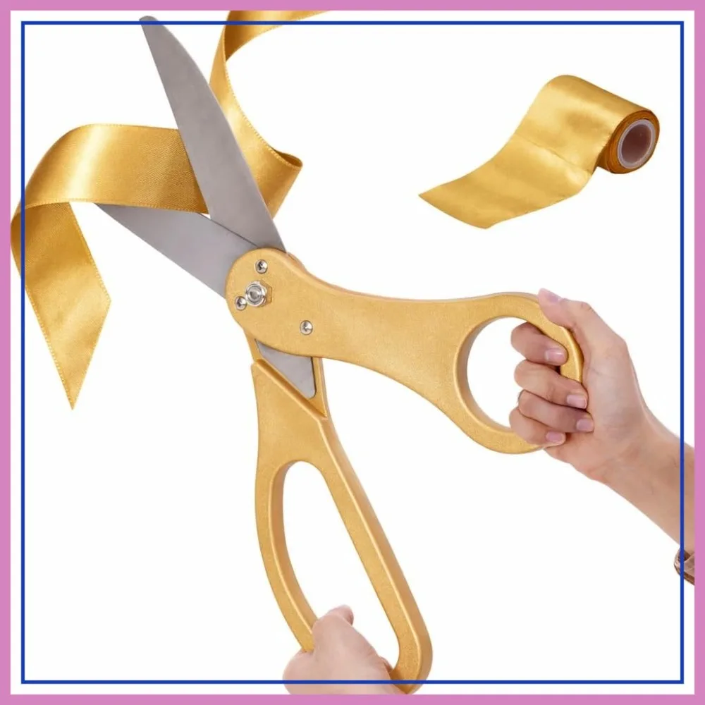 Ribbon Cutting Ceremony Kit - 20" Giant Scissors Gold Handled Sharp & Elegant With 30Ft Gold Ribbon - Grand Opening Scissors And Ribbon For Business Store Church School Event
Ribbon Cutting Ceremony Kit - 20" Giant Scissors Gold Handled Sharp & Elegant With 30Ft Gold Ribbon - Grand Opening Scissors And Ribbon For Business Store Church School Event
