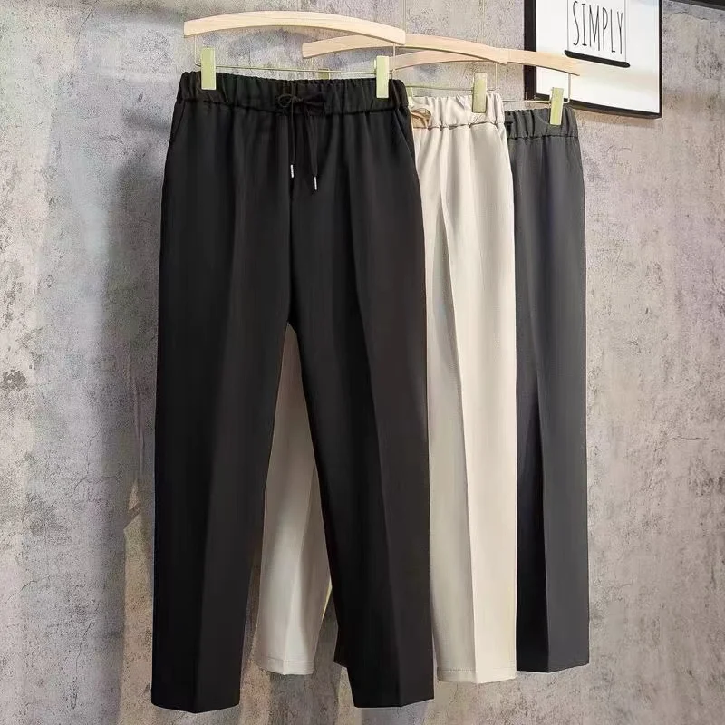 Мужские повседневные брюки прямого кроя для весны и лета в корейском стиле, укороченные, свободные, с эластичным поясом, струящиеся
Мужские повседневные брюки прямого кроя для весны и лета в корейском стиле, укороченные, свободные, с эластичным поясом, струящиеся