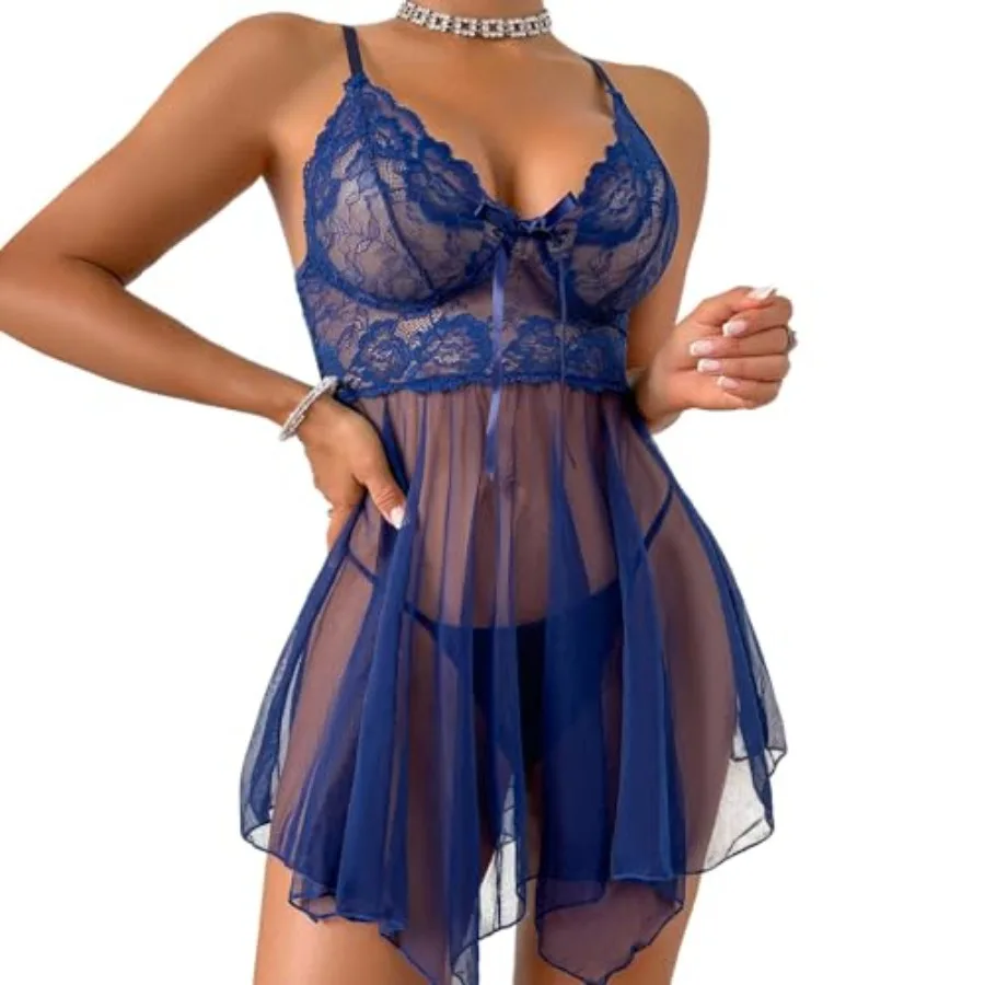 Women's Lingerie Sexy Lace Babydoll Dress Pajamas with Pantie
Women's Lingerie Sexy Lace Babydoll Dress Pajamas with Pantie