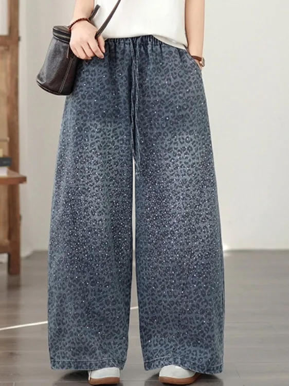 Spring 2026 High Waist Wide Leg Jeans Glittering Diamond Casual Loose Fit plus Size Women's Elastic Waist Denim Pants
Spring 2026 High Waist Wide Leg Jeans Glittering Diamond Casual Loose Fit plus Size Women's Elastic Waist Denim Pants
