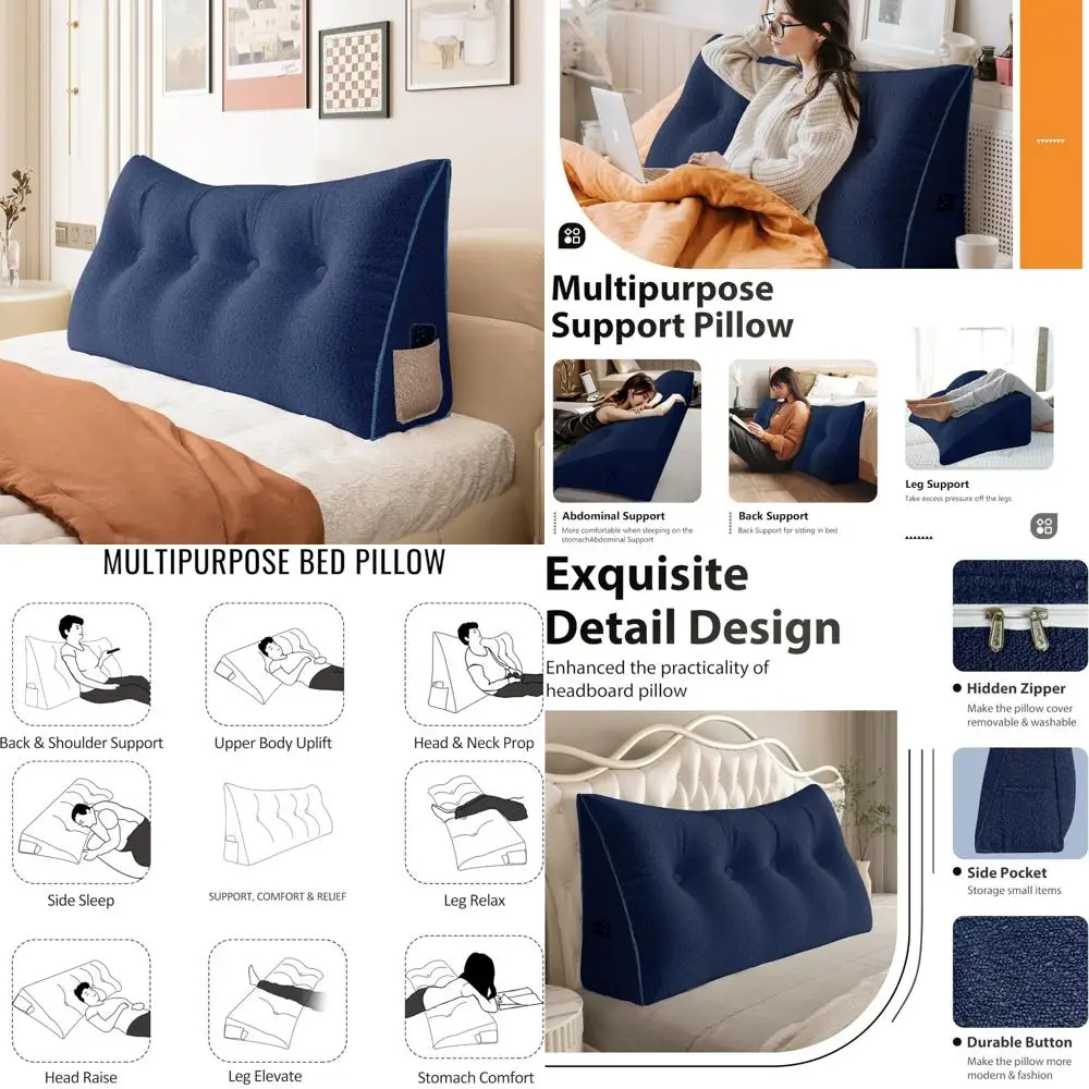 Elevated Wedge Pillow for Sleeping - Ergonomic Headboard Support with Backrest for Improved Posture and Comfort
Elevated Wedge Pillow for Sleeping - Ergonomic Headboard Support with Backrest for Improved Posture and Comfort