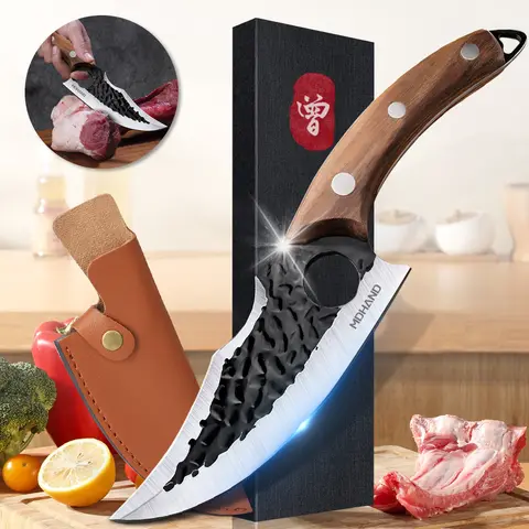 ZENG Stainless Steel Hand Forged Knife Cleaver Chef Cooking Cutter Fruit Slicing Meat Cutting Knife Cover