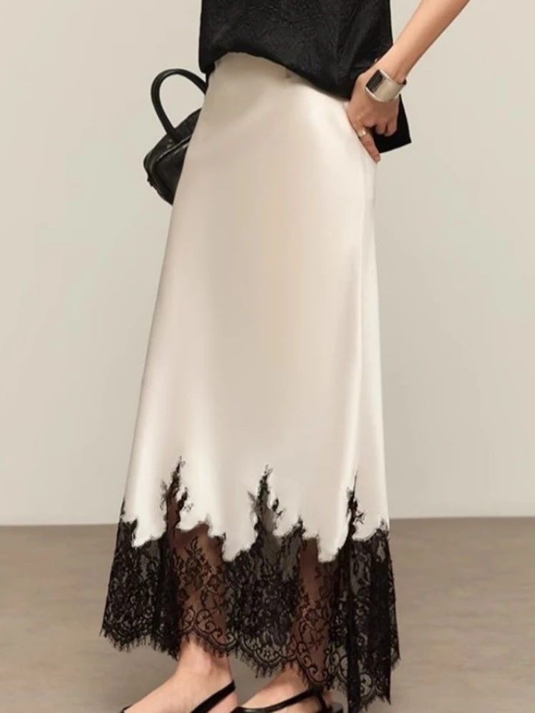 Mia Girl Elegant Satin Long Skirts for Women Oversize Lace Patchwork High Waist A-line Skirt French Style Summer Chic Lady Skirt
Mia Girl Elegant Satin Long Skirts for Women Oversize Lace Patchwork High Waist A-line Skirt French Style Summer Chic Lady Skirt