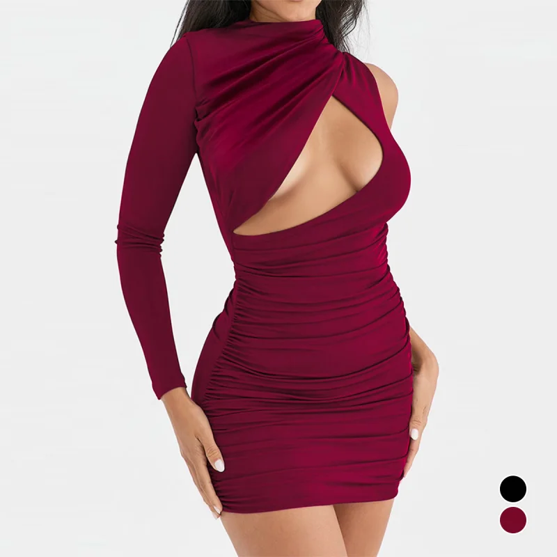 2025 Round Neck One Shoulder Long Sleeve Autumn Women's Fashion Sexy Hollow Out Ruched Bodycon Dress S001
2025 Round Neck One Shoulder Long Sleeve Autumn Women's Fashion Sexy Hollow Out Ruched Bodycon Dress S001