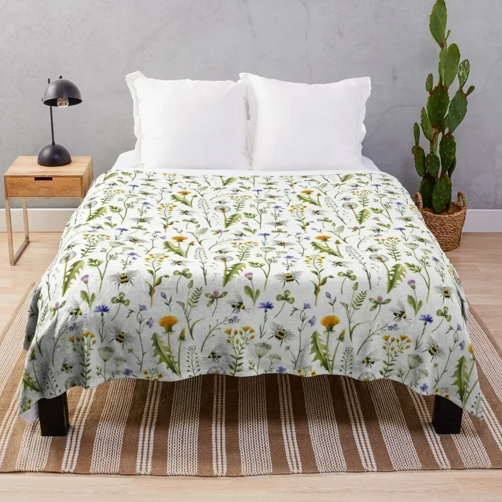 Bees and wildflowers on white Throw Blanket Lightweight Warm Blanket for Travel Camping
Bees and wildflowers on white Throw Blanket Lightweight Warm Blanket for Travel Camping