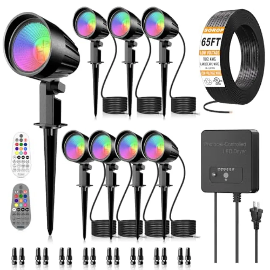 RGBW Low Voltage Landscape Lights Kit, 15W Color Changing Landscape Lights with Transformer 65FT UL-Listed Wire, Outdoor Spotli
RGBW Low Voltage Landscape Lights Kit, 15W Color Changing Landscape Lights with Transformer 65FT UL-Listed Wire, Outdoor Spotli