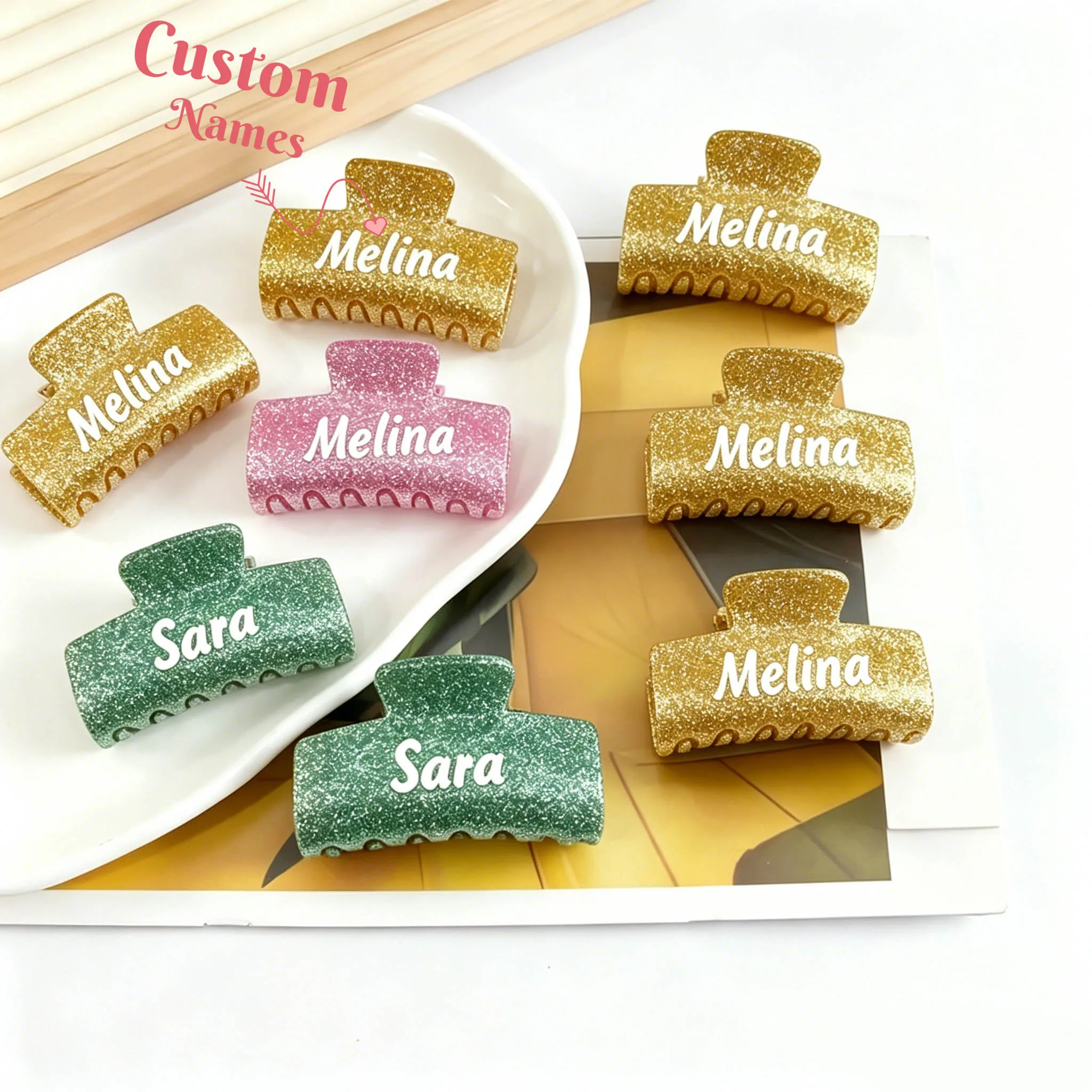 Personalized Glitter Acrylic Hair Claw, Custom Rectangle Hair Clip, Bridesmaid Gift, Wedding Favor, Birthday Present
Personalized Glitter Acrylic Hair Claw, Custom Rectangle Hair Clip, Bridesmaid Gift, Wedding Favor, Birthday Present
