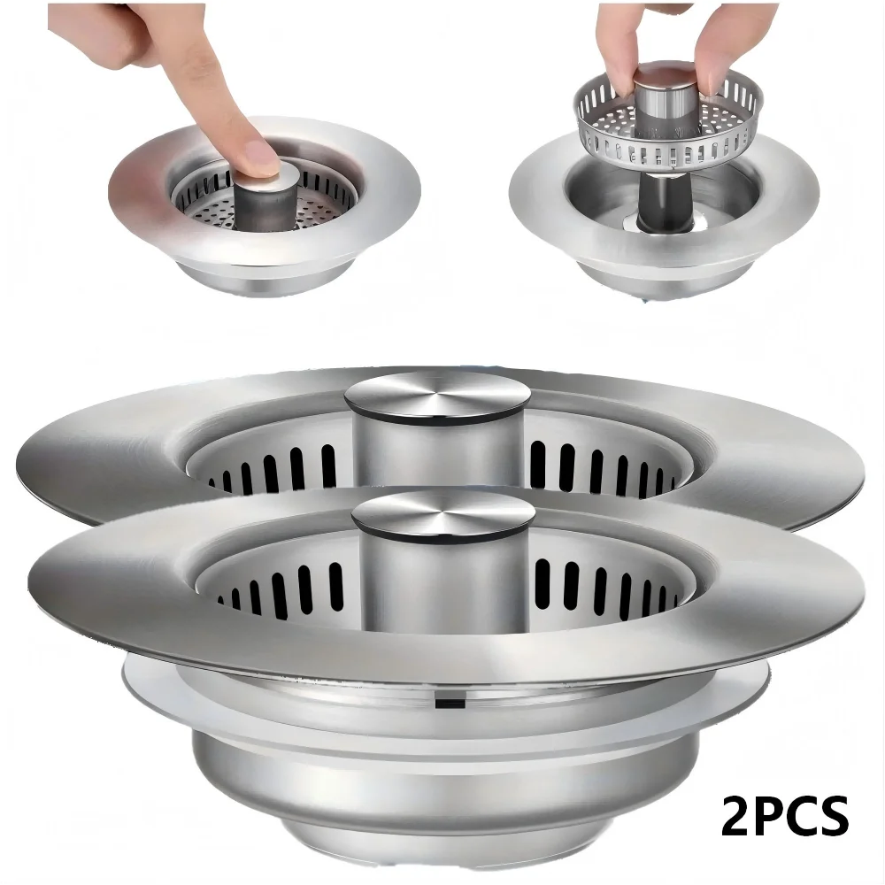 2PCS 3-in-1 Stainless Steel Kitchen Sink Strainer Pop-Up Stopper with Anti-Clogging Basket Odor Filter
2PCS 3-in-1 Stainless Steel Kitchen Sink Strainer Pop-Up Stopper with Anti-Clogging Basket Odor Filter